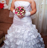 Свадебное платье + шубка,  перчатки,  кольца (двойка)