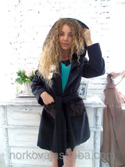 Шикарное кашемировое пальто с декоративными норковыми карманами